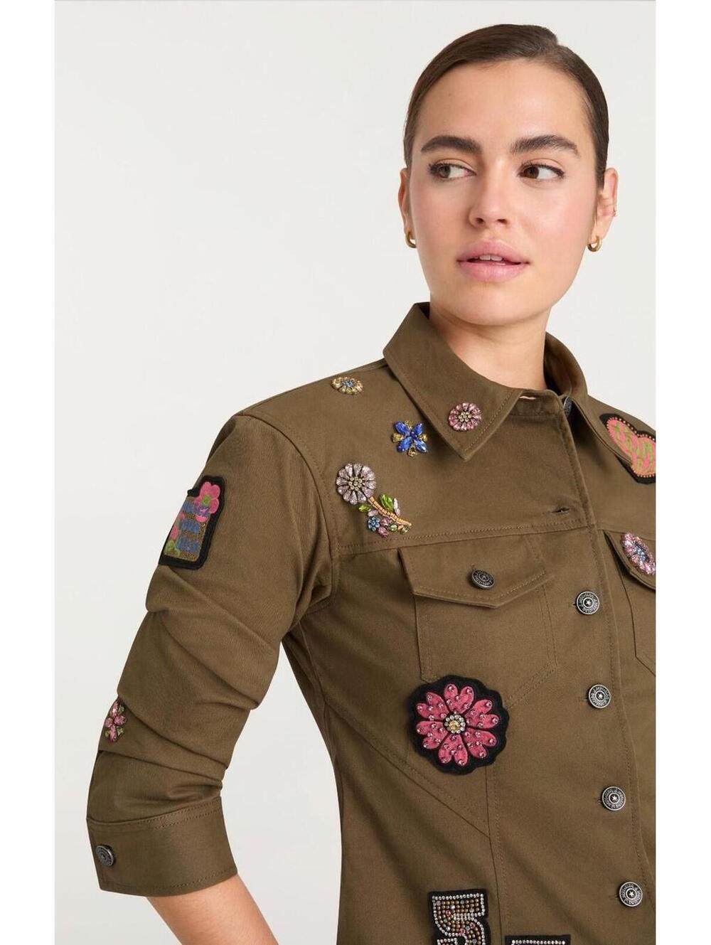 New Cinq à Sept RETRO LOVE PATCHES SCRUNCHED CANYON JACKET In Olive Sz L $595 - Picture 5 of 14